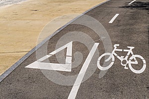 Traffic sign in an exclusive lane for bicycles