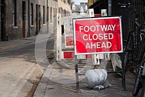 Traffic Sign: Footway Closed Ahead photo