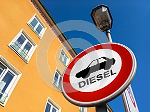 The traffic sign forbidding to use diesel cars