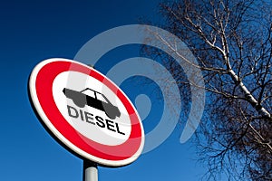 The traffic sign forbidding to use diesel cars