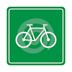 Traffic sign, Green bicycle sign icon, Bike lane street road symbol