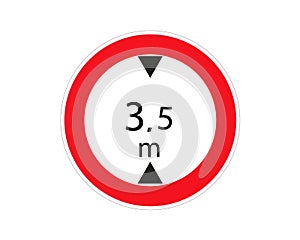 Traffic sign. Heigh limit 3.5 metre. Vector illustration. Red circle. Limits the heigh of vehicle