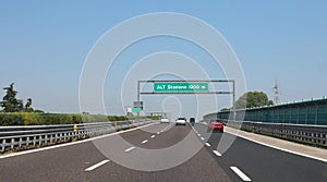 Traffic sign on the italian at the end of the italian motorway