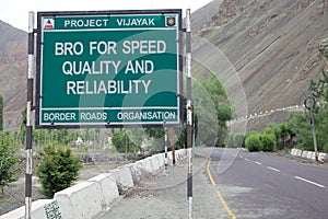 Traffic sign in Ladakh, India