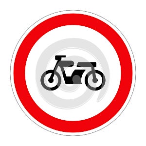 Traffic sign NO MOTOR VEHICLES on white, illustration