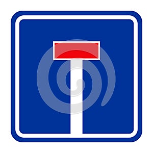 Traffic sign NO THROUGH ROAD FOR VEHICLES on white background