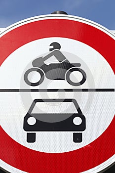Traffic sign, Passage prohibited for cars and motorcycles