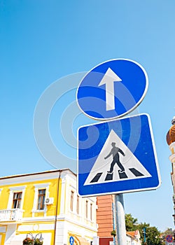 Traffic sign pedestrian crossing