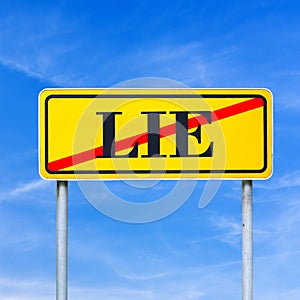 Traffic sign prohibiting lying