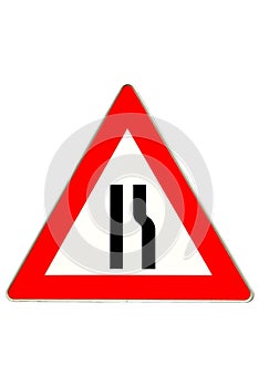 Traffic sign road constriction