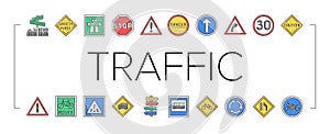 Traffic Sign Road Information Icons Set Vector