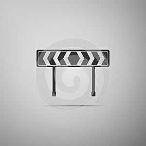Traffic sign road. Road block sign. Safety barricade symbol icon on grey