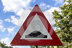 Traffic sign of speed bump threshold  in The Netherlands