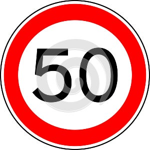 Traffic sign speed limit 50, vector 50 km/h