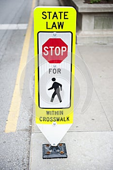 Traffic Sign with State Law For Pedestrians