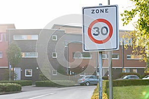 Traffic sign stating a 30 zone. european version