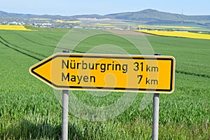 traffic sign to Mayen and the NÃ¼rburgring