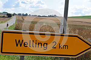 traffic sign to village Welling