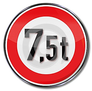 Traffic sign 7.5 tonnes maximum weight