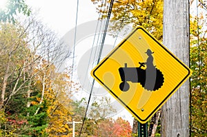 Traffic Sign Warning against Tractors in the Road