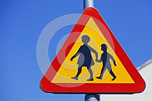 Traffic sign warning for children crossing the road