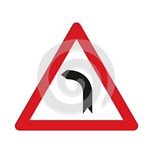 Traffic sign warning for a curve to the left
