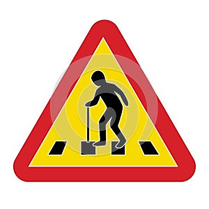 Traffic sign warning pedestrian elderly