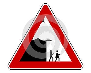 Traffic sign warning roof avalanche