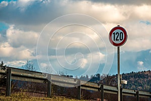 Traffic sign which means 120 kilometers per hour