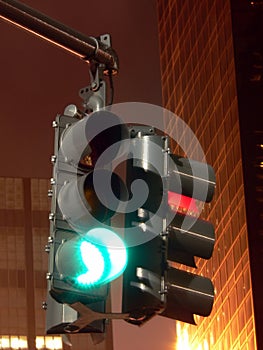 Traffic Signal at Night -- Stop and Go