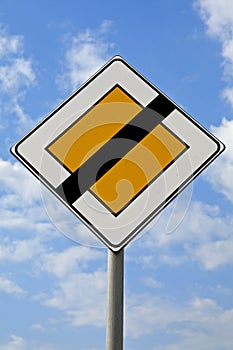 End Right Precedence. Traffic sign photo