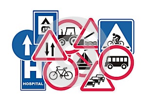 Traffic signs,group of road signs,  eps.