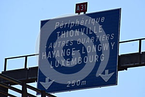 traffic signs at the highway in the north of France