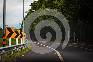 Traffic signs that indicate curves for safety when traveling