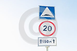 Traffic signs Maximum speed limit , artificial unevenness