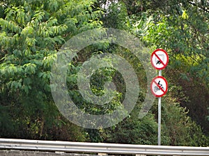 traffic signs for motorcyclists and steel.