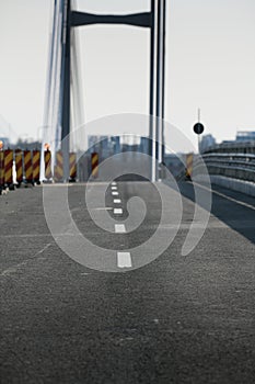 Traffic signs with orange and red colours used to deviate car traffic from a way to another