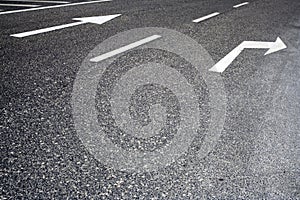 Traffic signs painted in road