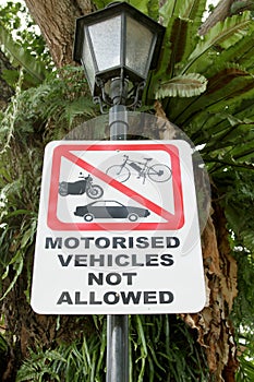 Traffic signs prohibit parking vehicles