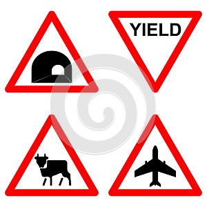 Traffic signs vector set on white background