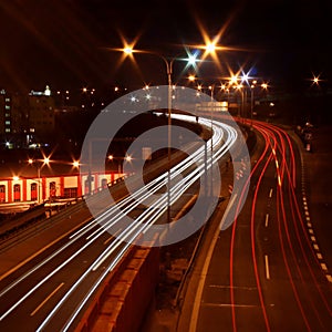 Traffic snarl at evening photo