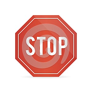 Traffic stop sign on a white background with shadow