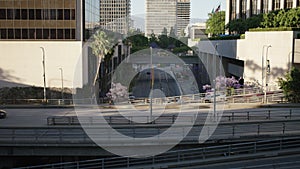 Traffic street in downtown Los Angeles. 4K