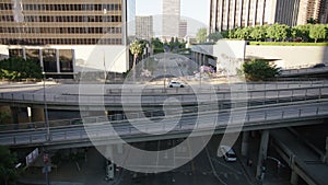 Traffic street in downtown Los Angeles. 4K