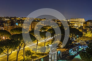 Traffic to the Colosseum in Rome, Italy