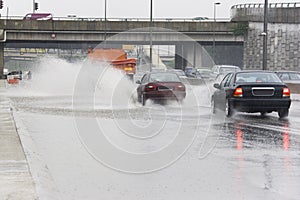 Traffic in Torrential Rain photo