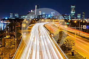 Traffic trail in Seoul city night