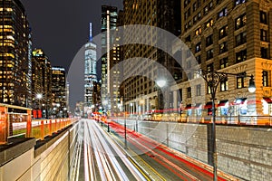 Traffic trails in downtown New York City