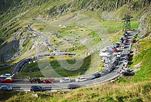 Traffic on Transfagarasan mountain road