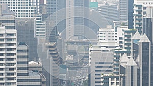 Traffic Of Transport In Bangkok City In Hazy Smog Time Lapse